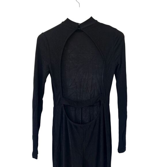 Superdown Black Sparkly Long Sleeve Flare Jumpsuit Sz M - Picture 4 of 7